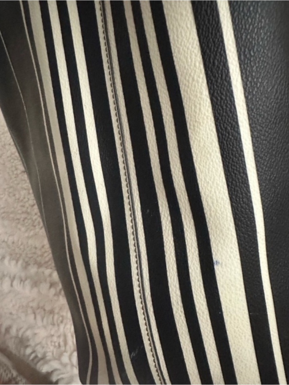 Tory Burch Kerrington Black & White Striped Square Tote - Picture 13 of 16